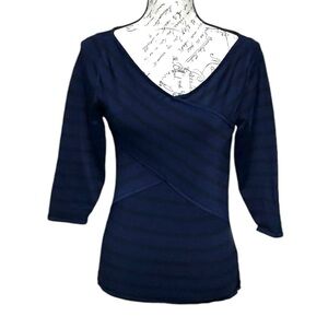 WHBM Blue and Black Stripe Shapewear Top Size Small